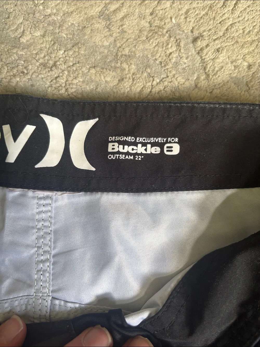 Hurley Black Striped Men's Swim Board Shorts with Lime Accent
